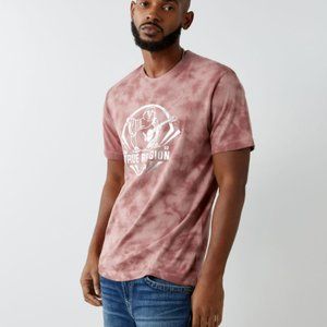 New True Religion Foil Crew Buddha Short Sleeve Shirt Tie Dye
